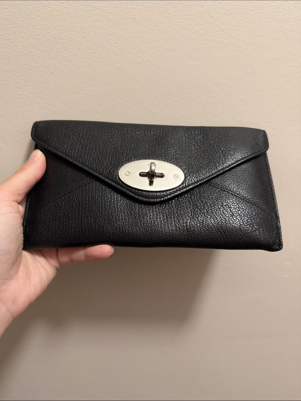 MULBERRY BLACK LEATHER ENVELOPE WALLET